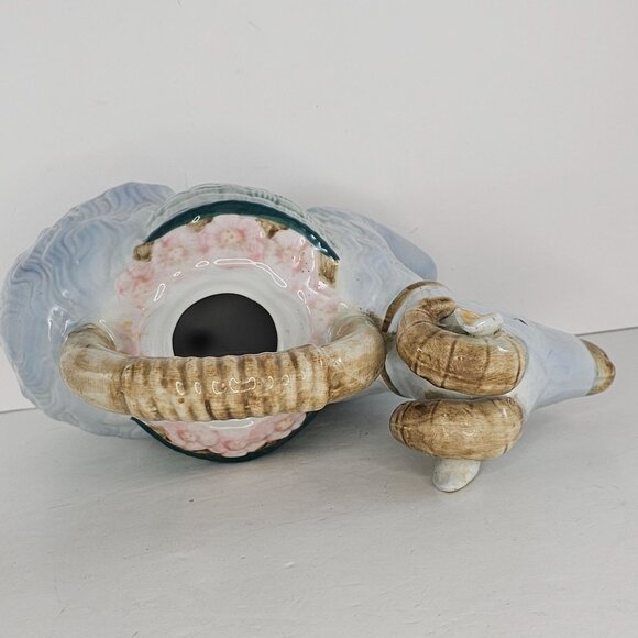 Vintage Napco Billy Goat Ram Teapot Porcelain Large Floral - Picture 11 of 11